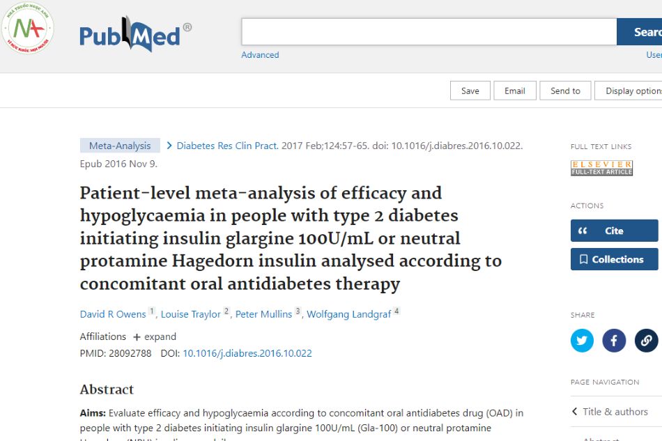 Patient-level meta-analysis of efficacy and hypoglycaemia in people with type 2 diabetes initiating insulin glargine 100U/mL or neutral protamine Hagedorn insulin analysed according to concomitant oral antidiabetes therapy