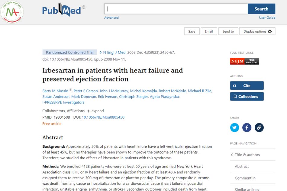 Irbesartan in patients with heart failure and preserved ejection fraction