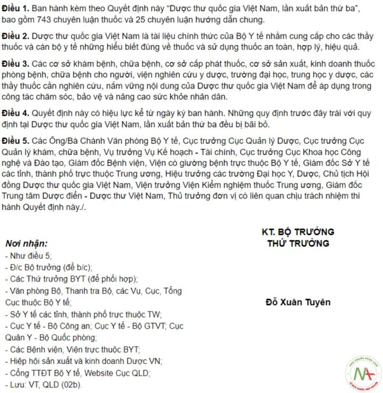 Dược thư Quốc gia Việt Nam xuất bản lần thứ 3 năm 2022 - Tải PDF Miễn phí