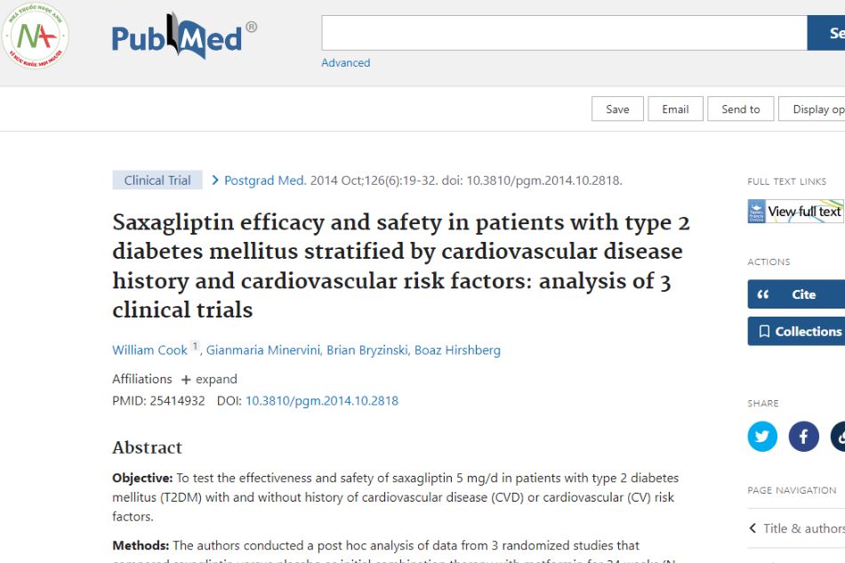Efficacy and safety of saxagliptin in patients with type 2 diabetes mellitus and a history of cardiovascular disease or cardiovascular risk factors