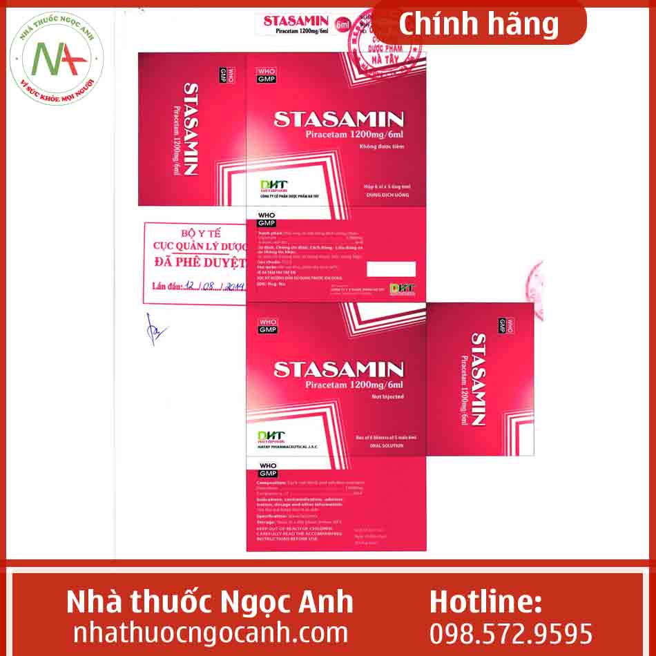 Nhãn thuốc Stasamin 1200mg/6ml