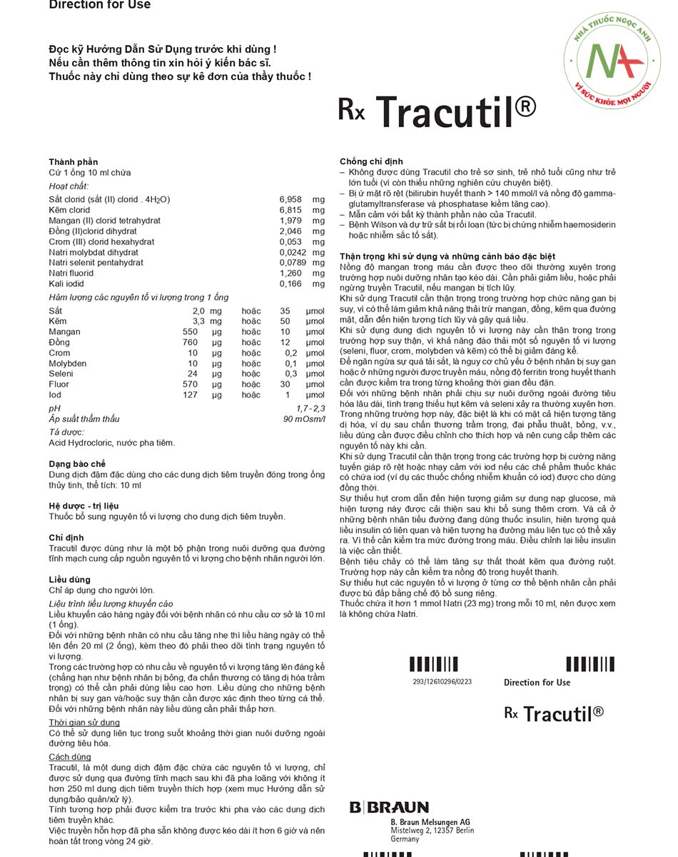 Hướng dẫn sử dụng thuốc Tracutil
