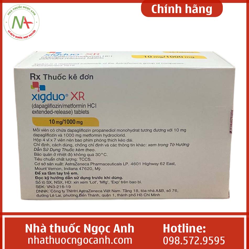 Hộp thuốc Xigduo XR 10mg/1000mg