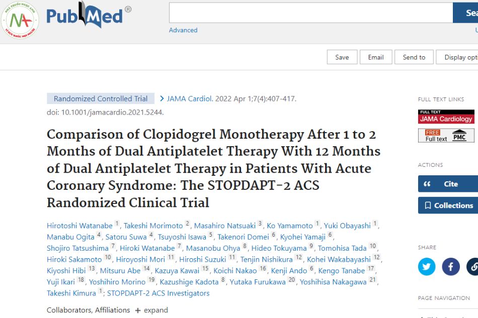 Comparison of Clopidogrel Monotherapy After 1 to 2 Months of Dual Antiplatelet Therapy