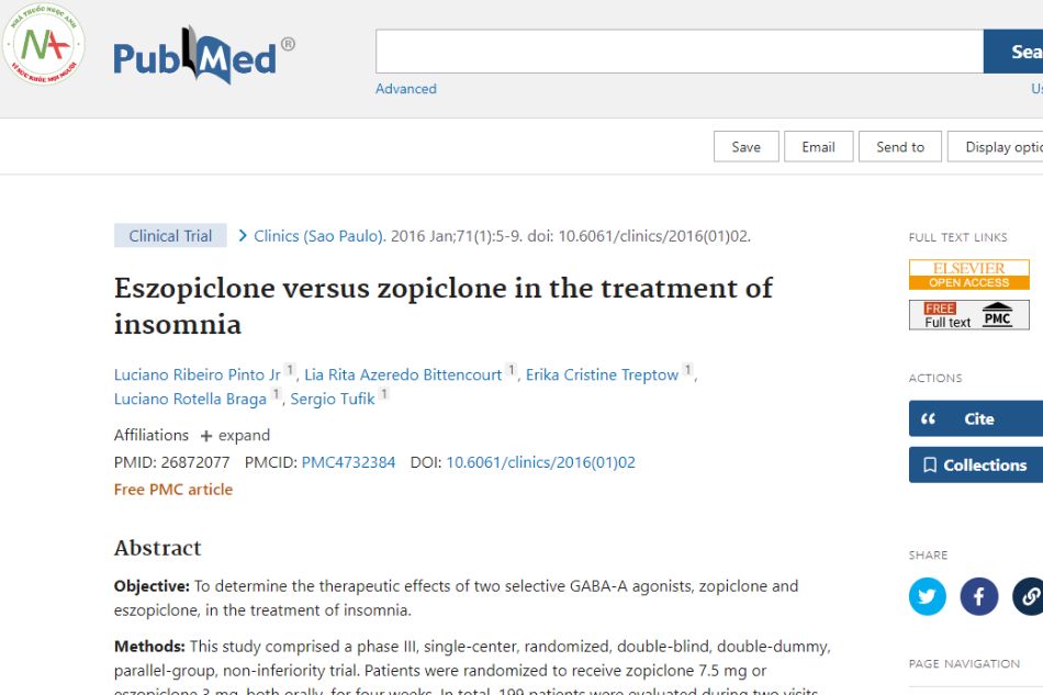 Eszopiclone versus zopiclone in the treatment of insomnia