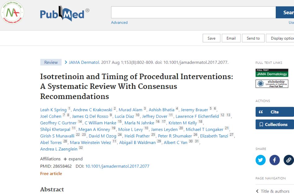 Isotretinoin and the timing of procedural interventions: A systematic review with consensus recommendations