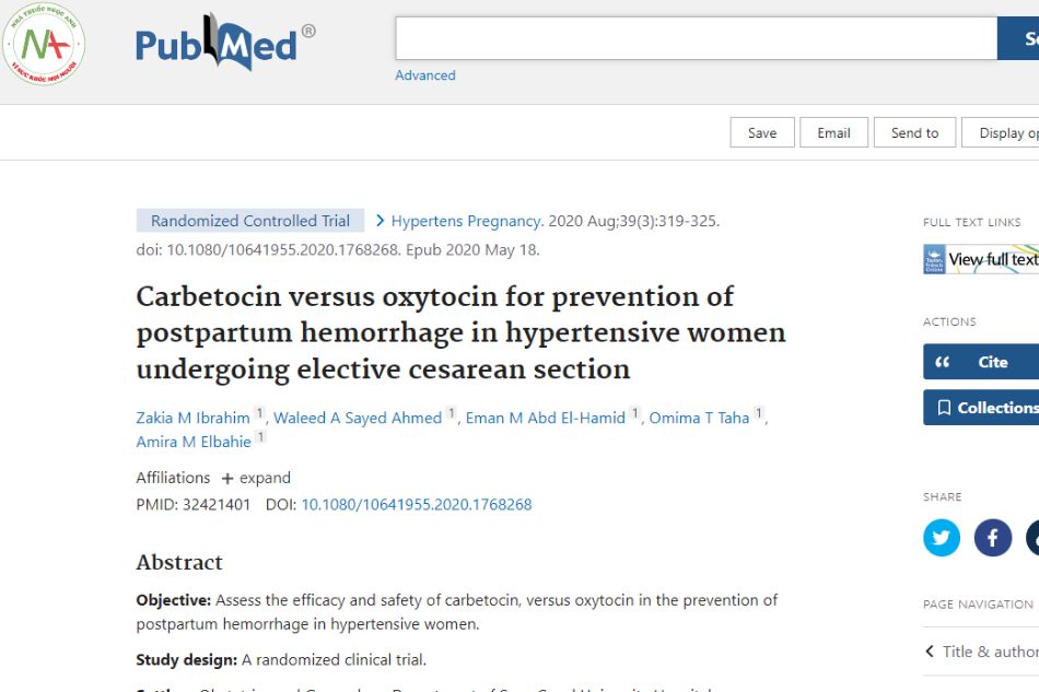 Carbetocin versus oxytocin for prevention of postpartum haemorrhage in hypertensive women by elective cesarean section