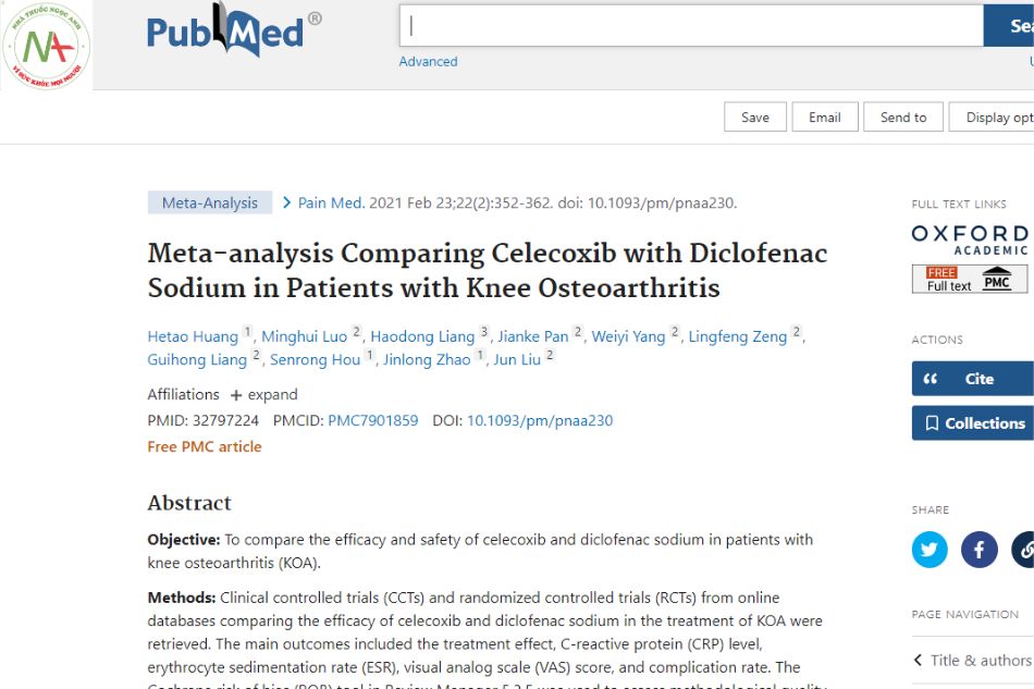Meta-analysis comparing Celecoxib with Diclofenac Sodium in patients with knee osteoarthritis
