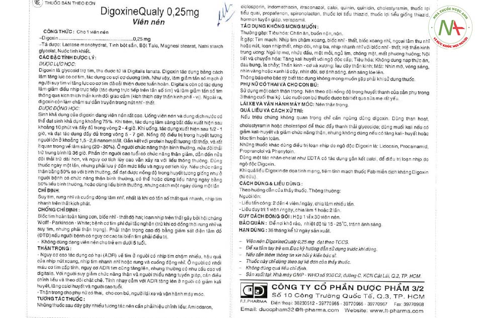 Hướng dẫn sử dụng thuốc DigoxineQualy