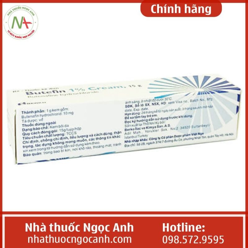 Thuốc Butefin 1% Cream 15g là gì, giá bao nhiêu, mua ở đâu
