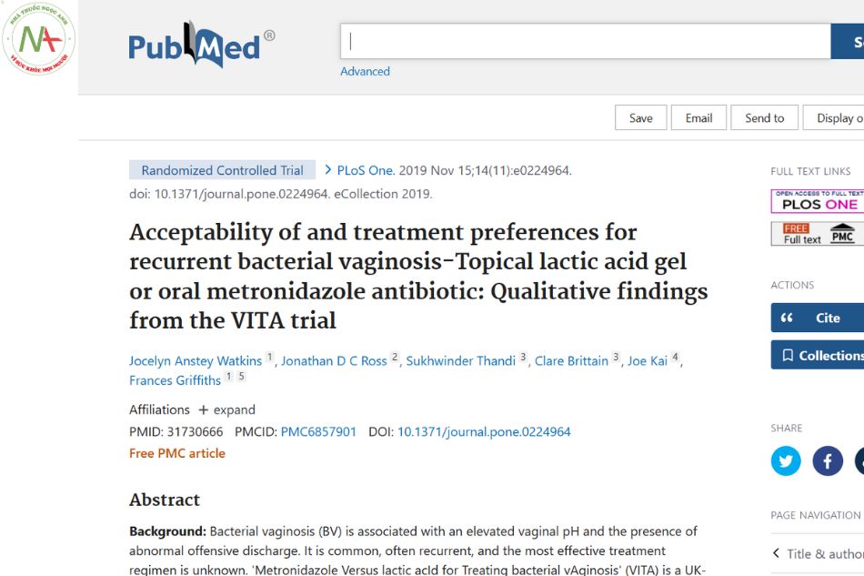 Acceptability of and treatment preferences for recurrent bacterial vaginosis-Topical lactic acid gel or oral metronidazole antibiotic: Qualitative findings from the VITA trial