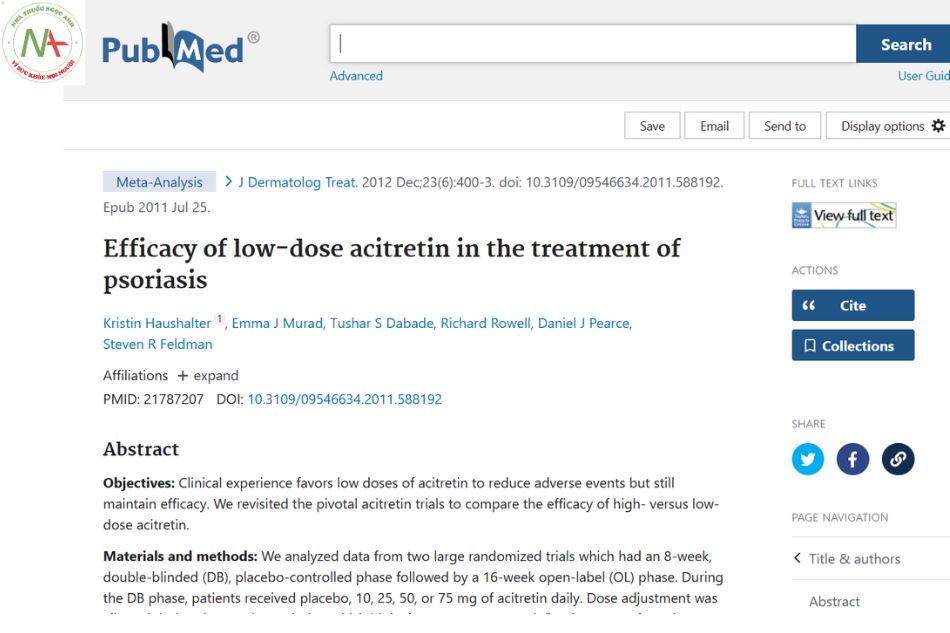 Efficacy of low-dose acitretin in the treatment of psoriasis
