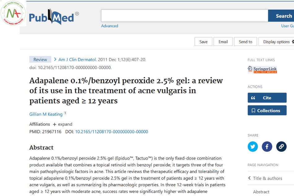 Adapalene 0.1%/benzoyl peroxide 2.5% gel: a review of its use in the treatment of acne vulgaris in patients aged ≥ 12 years