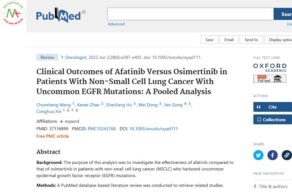 Clinical Outcomes of Afatinib Versus Osimertinib in Patients With Non-Small Cell Lung Cancer With Uncommon EGFR Mutations: A Pooled Analysis