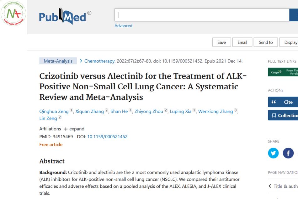 Crizotinib versus Alectinib for the Treatment of ALK-Positive Non-Small Cell Lung Cancer: A Systematic Review and Meta-Analysis