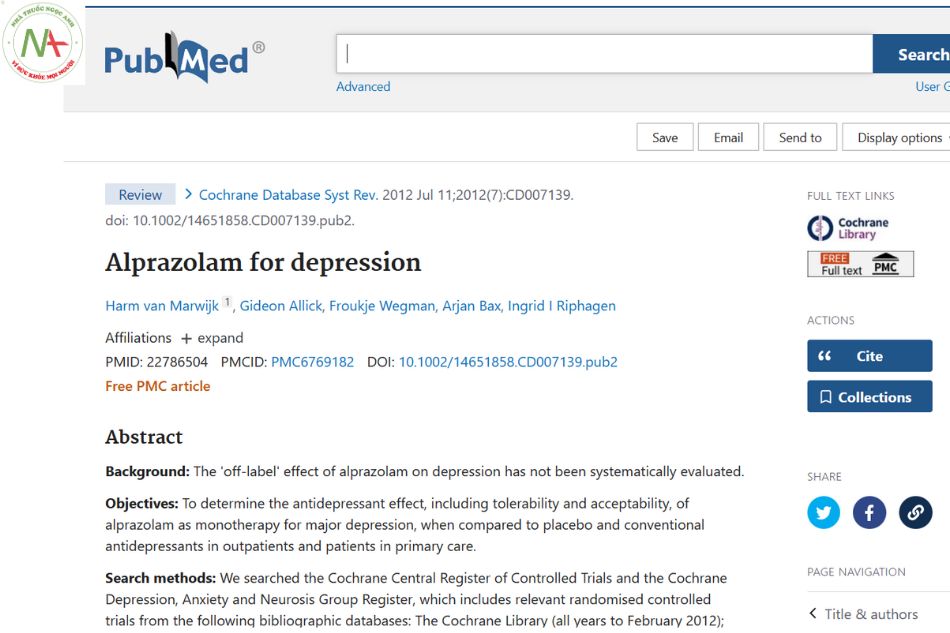 Alprazolam for depression