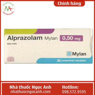 Hộp thuốc Alprazolam Mylan 0.5mg