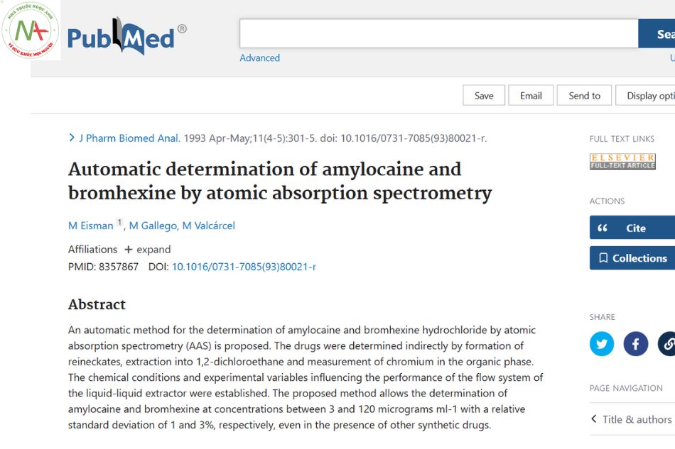 Automatic determination of amylocaine and bromhexine by atomic absorption spectrometry
