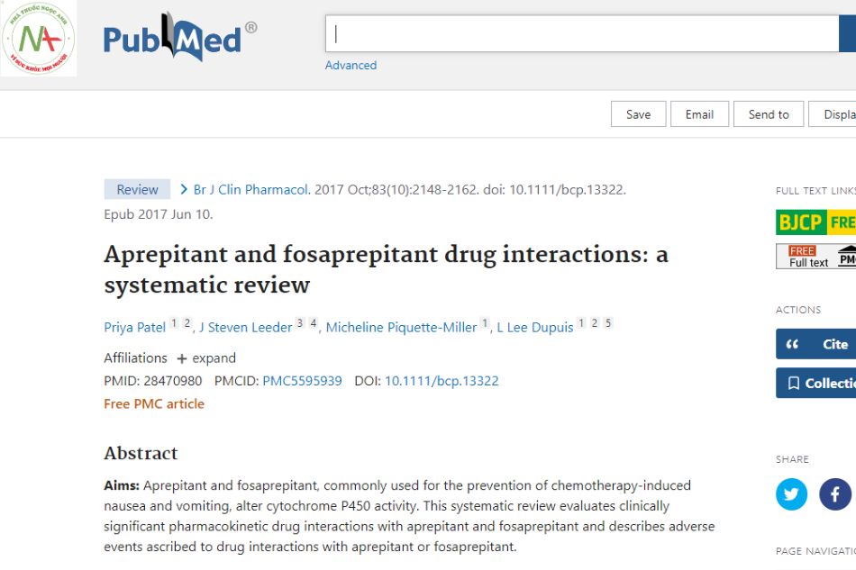 Aprepitant and fosaprepitant drug interactions: a systematic review