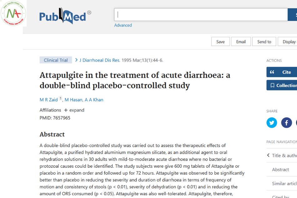 Attapulgite in the treatment of acute diarrhoea: a double-blind placebo-controlled study