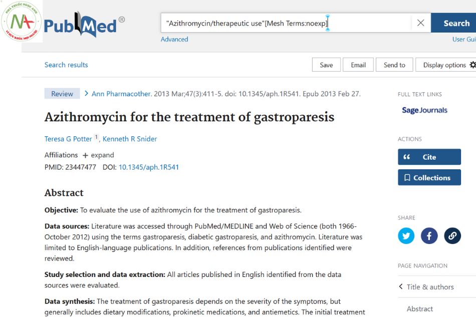 Azithromycin for the treatment of gastroparesis