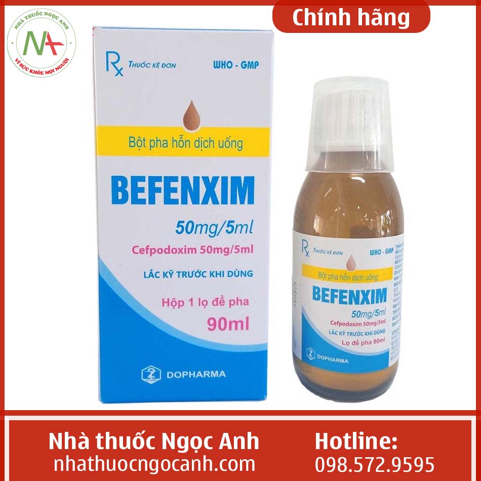 Hộp thuốc Befenxim 50mg/5ml 90ml