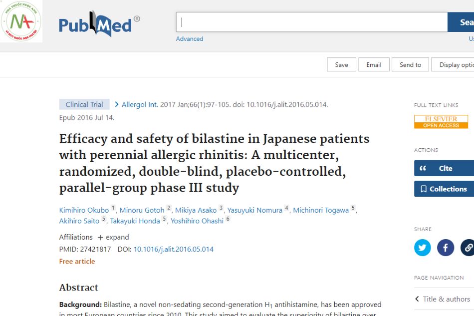 Efficacy and safety of bilastine in Japanese patients with perennial allergic rhinitis: A randomized, double-blind, placebo-controlled phase III study.