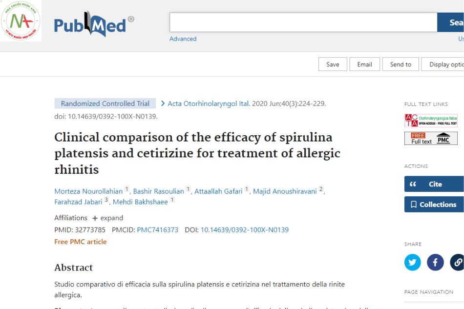 Comparison of clinical efficacy of spirulina platensis and cetirizine in the treatment of allergic rhinitis