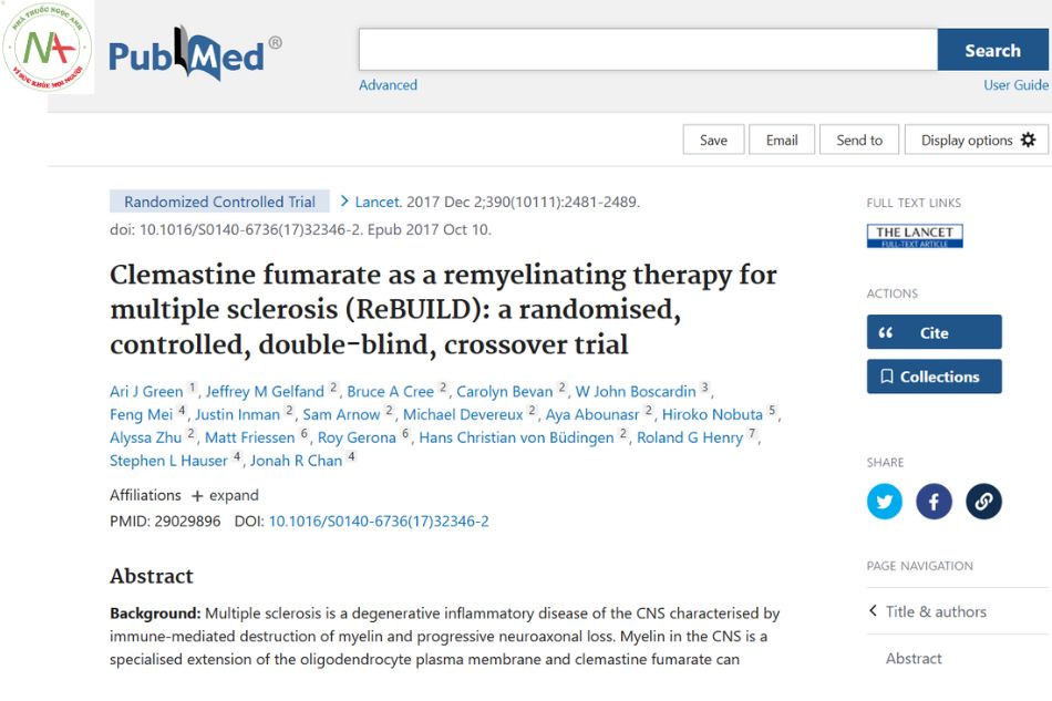 Clemastine fumarate as a remyelinating therapy for multiple sclerosis (ReBUILD): a randomised, controlled, double-blind, crossover trial