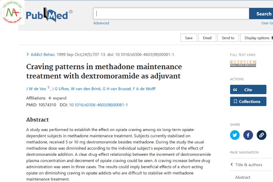 Craving patterns in methadone maintenance treatment with dextromoramide as adjuvant