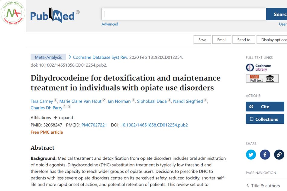 Dihydrocodeine for detoxification and maintenance treatment in individuals with opiate use disorders