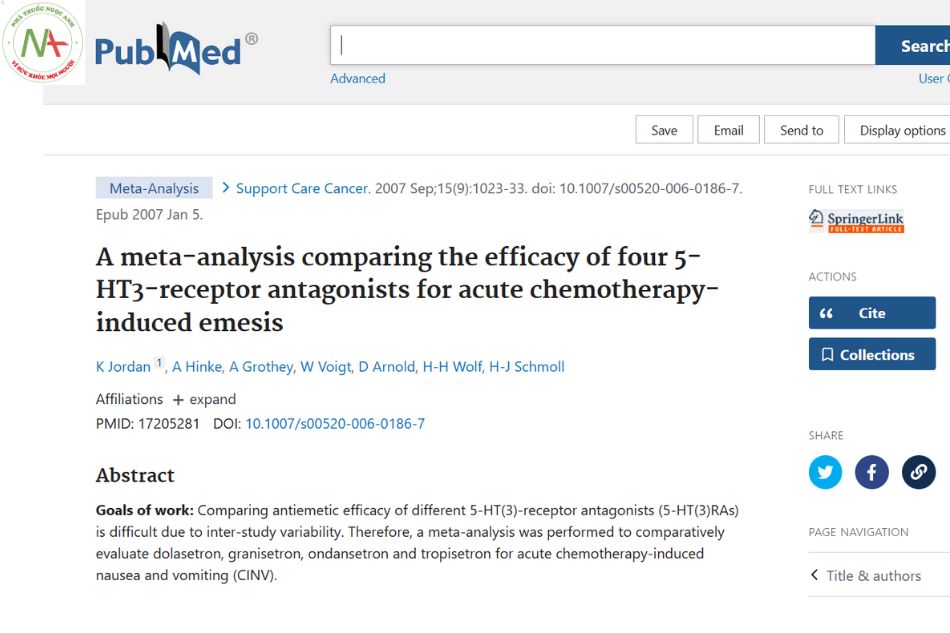 A meta-analysis comparing the efficacy of four 5-HT3-receptor antagonists for acute chemotherapy-induced emesis