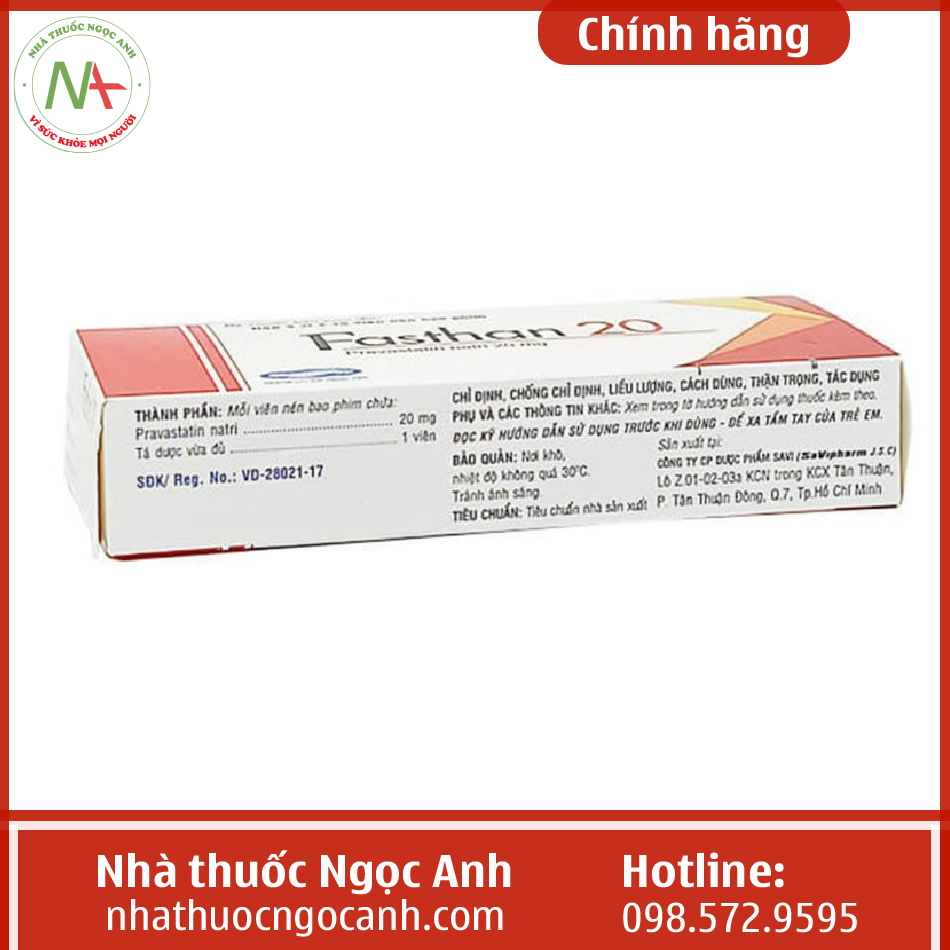 Thuốc mỡ máu Fasthan hàm lượng 20mg