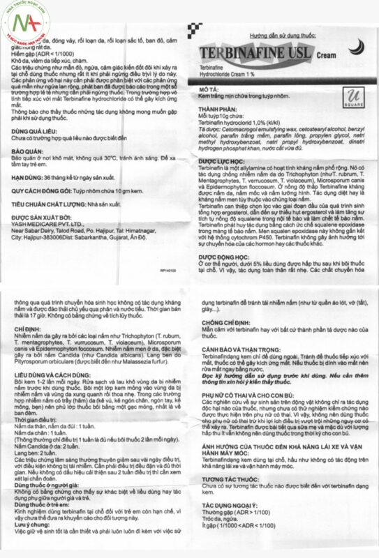 Thuốc Terbinafine USL Cream là thuốc gì, mua ở đâu, giá bao nhiêu
