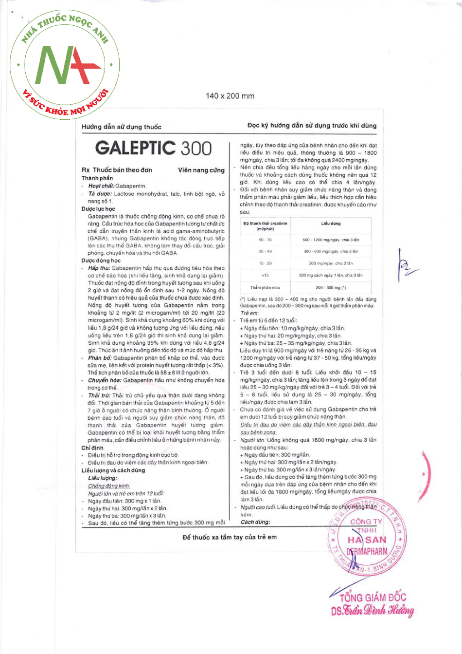 Hướng dẫn sử dụng Galeptic 300