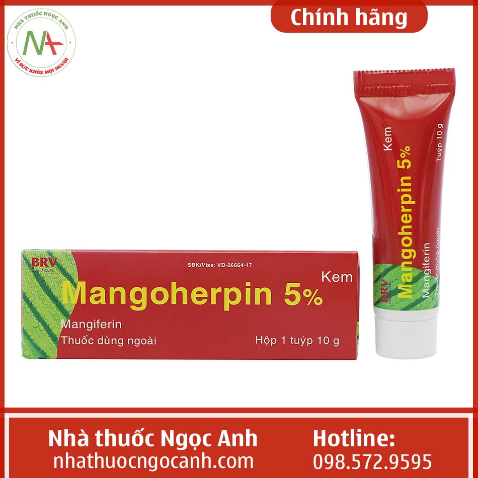 Hộp thuốc Mangoherpin 5% Cream 10g