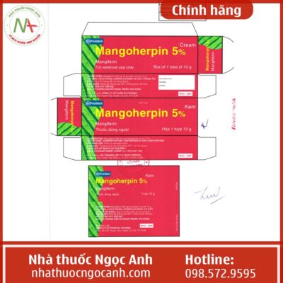 Nhãn thuốc Mangoherpin 5% Cream 10g