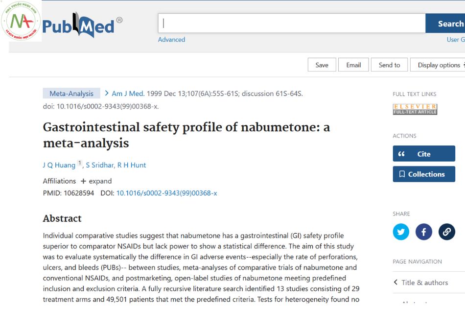 Gastrointestinal safety profile of nabumetone: a meta-analysis