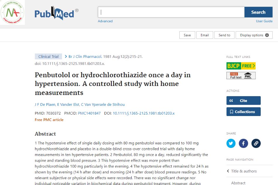 Penbutolol or hydrochlorothiazide once daily during hypertension. A controlled study with home measurements