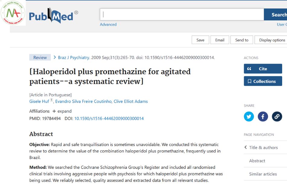 Haloperidol plus promethazine for agitated patients--a systematic review