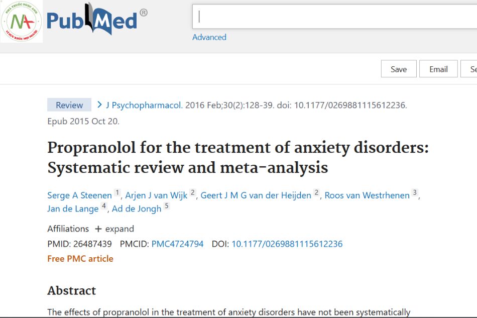 Propranolol for the treatment of anxiety disorders: Systematic review and meta-analysis