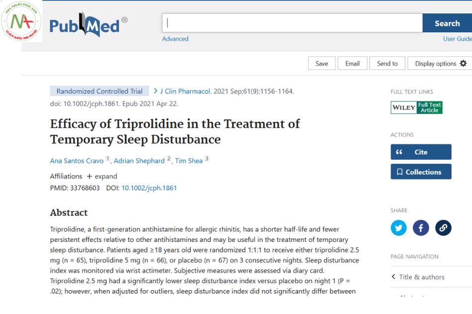 Efficacy of Triprolidine in the Treatment of Temporary Sleep Disturbance