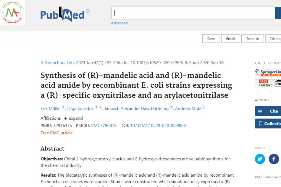Synthesis of (R)-mandelic acid and (R)-mandelic acid amide by recombinant strains of E. coli expressing specific oxynitrilase (R) and arylacetonitrilase