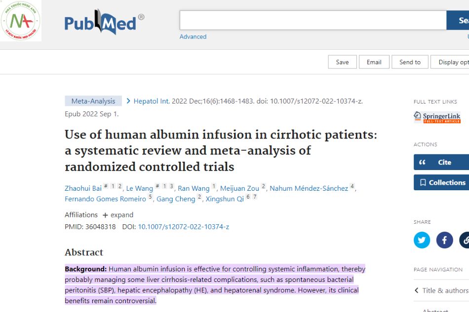 Use of human albumin infusion in patients with cirrhosis