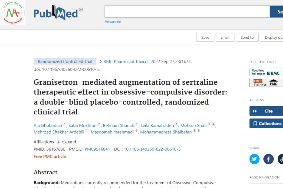Enhancement of the therapeutic effect of granisetron-mediated sertraline in obsessive-compulsive disorder: a randomized, double-blind, placebo-controlled clinical trial