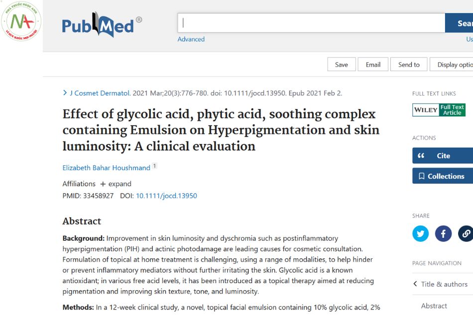 Effect of glycolic acid, phytic acid, soothing complex containing Emulsion on Hyperpigmentation and skin luminosity: A clinical evaluation