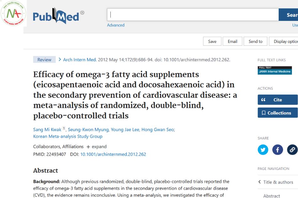 Efficacy of omega-3 fatty acid supplements (eicosapentaenoic acid and docosahexaenoic acid) in the secondary prevention of cardiovascular disease: a meta-analysis of randomized, double-blind, placebo-controlled trials