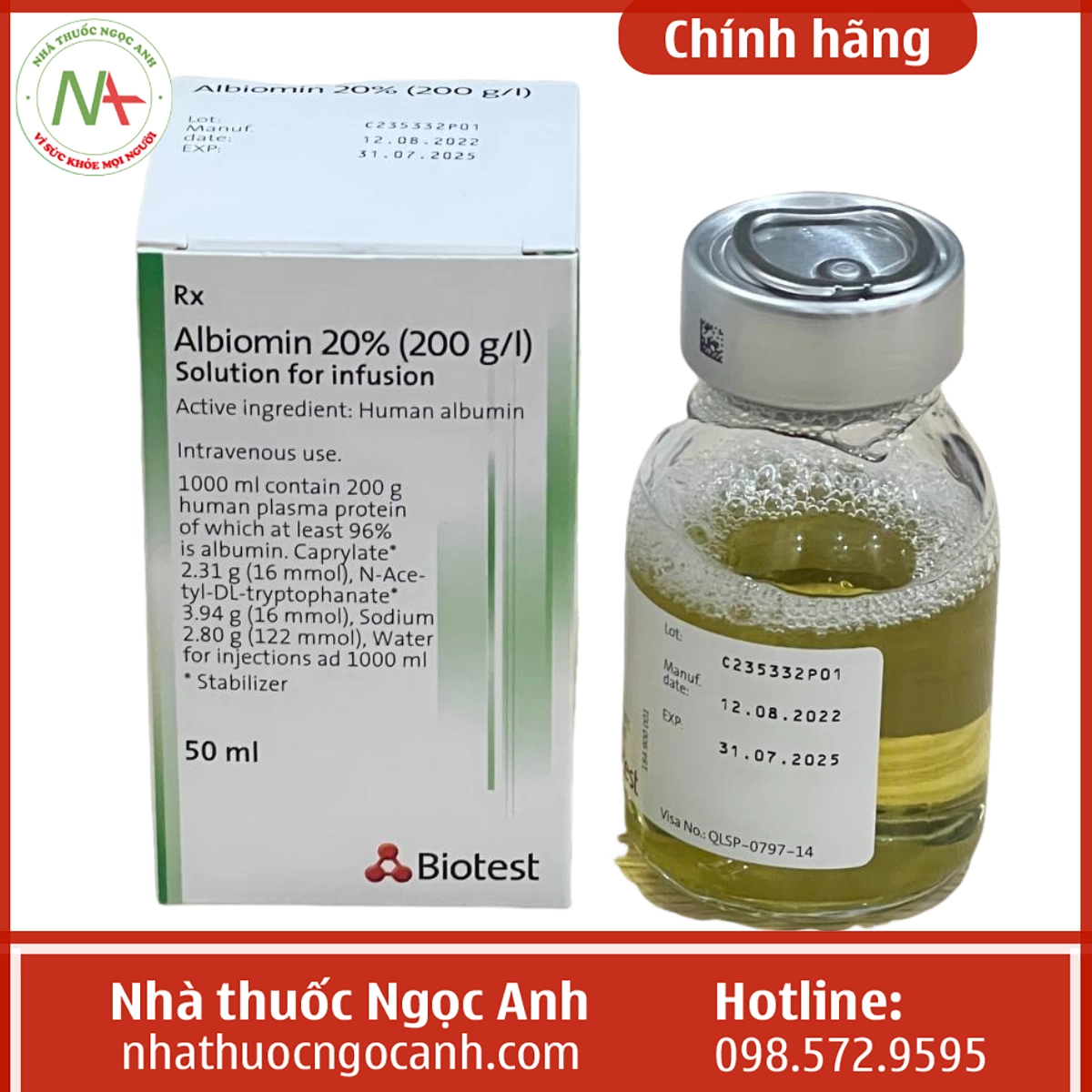 Hộp thuốc Albiomin 20% 50ml