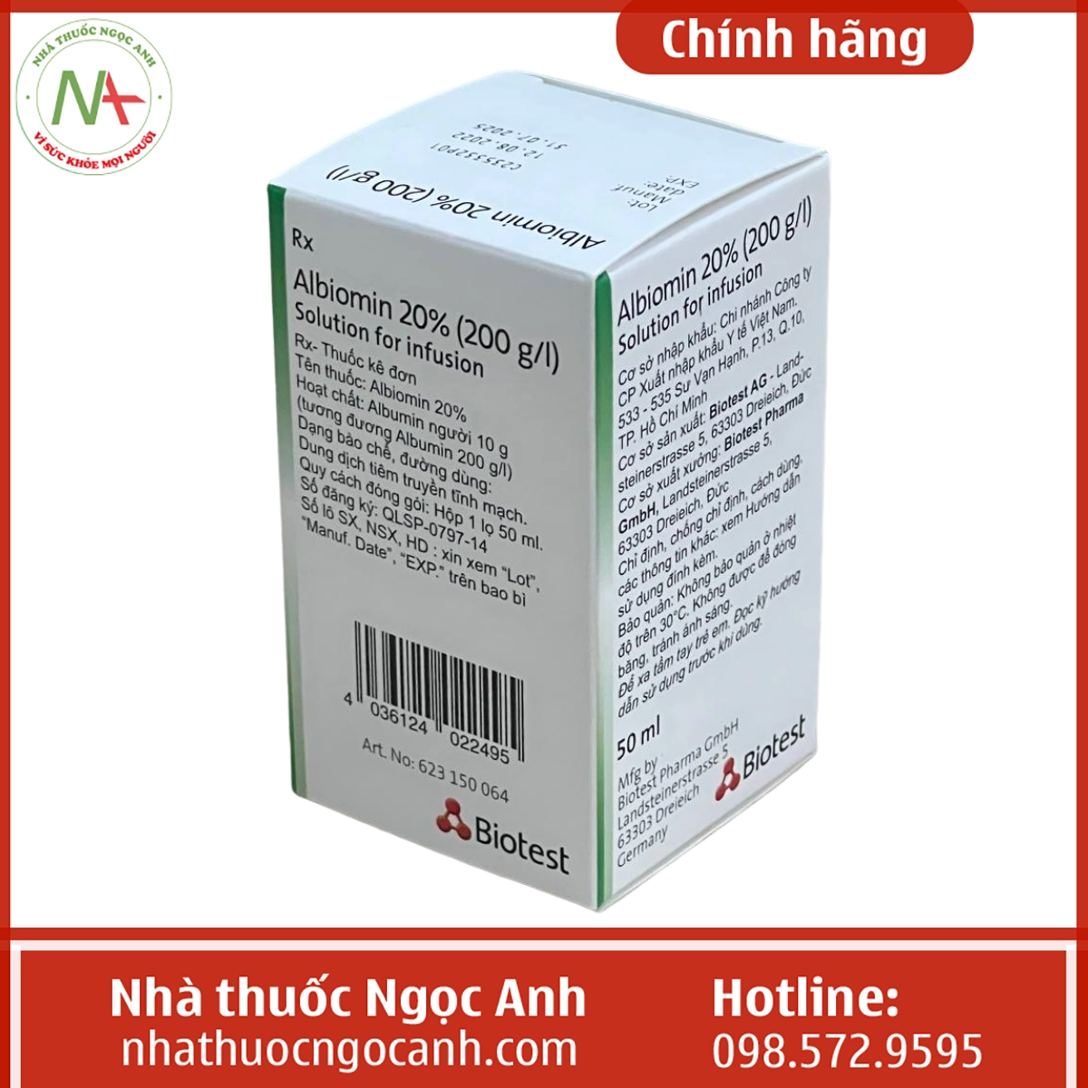 Hộp thuốc Albiomin 20% 50ml