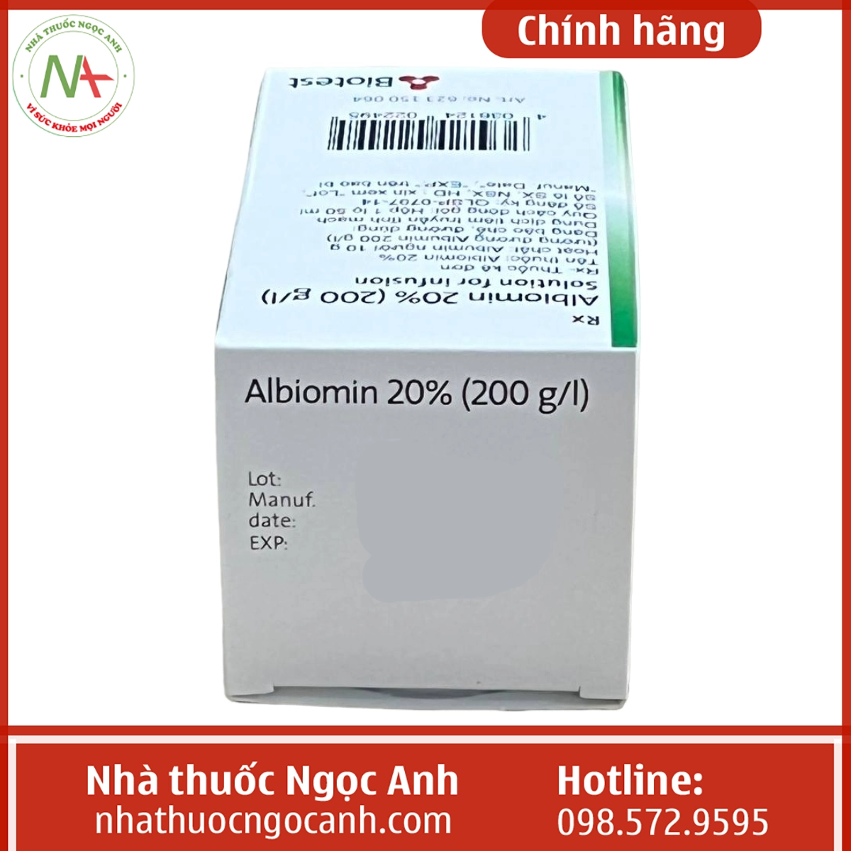 Hộp thuốc Albiomin 20% 50ml